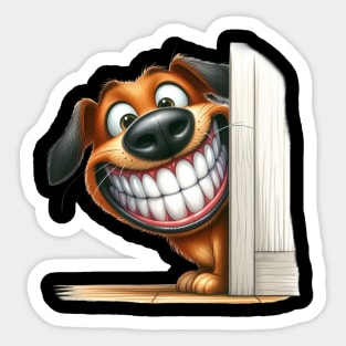 Cute  Dog Peeking around a corner Sticker